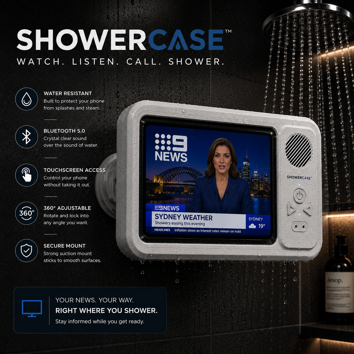 ShowerCase™ – Waterproof Bluetooth Shower Phone Case