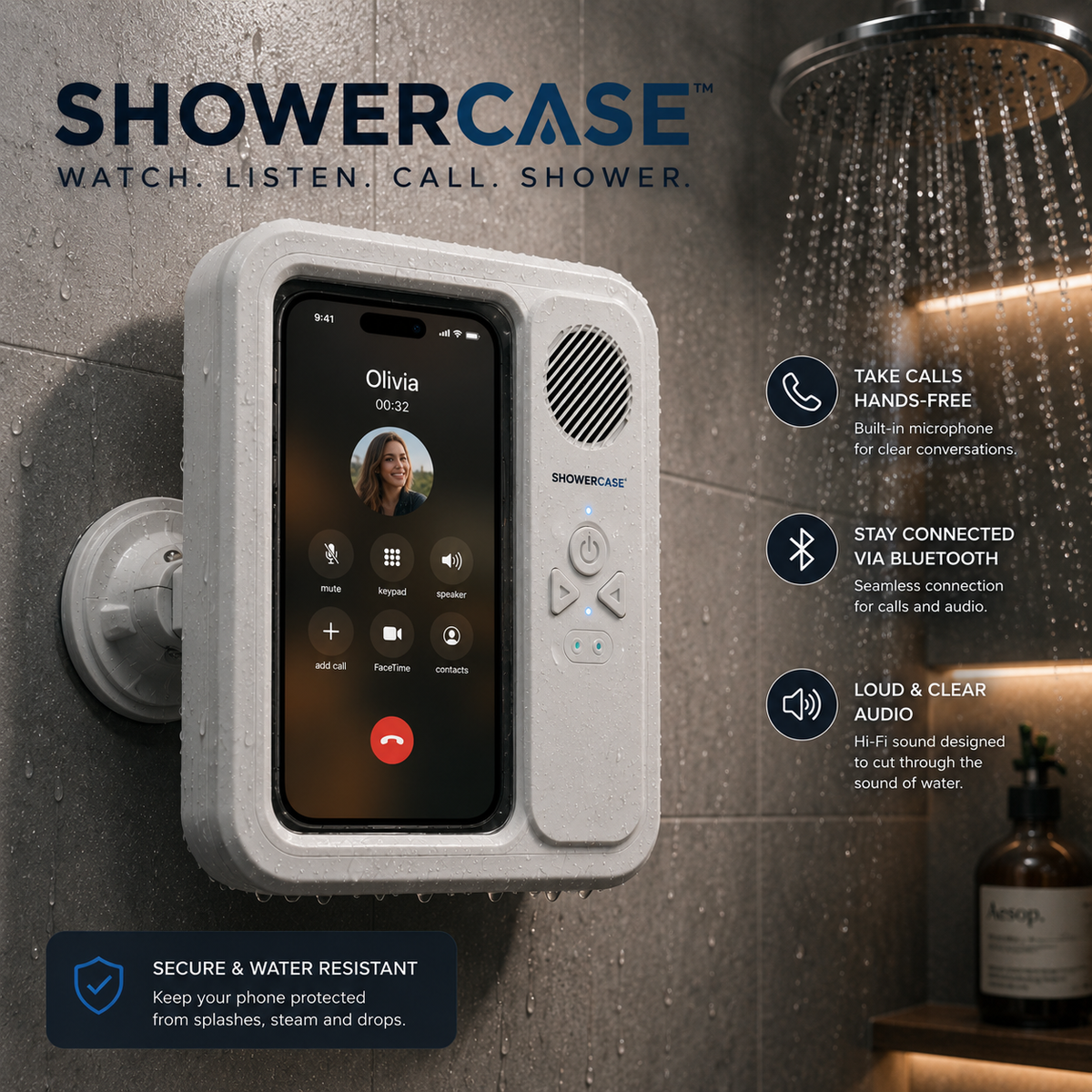 ShowerCase™ – Waterproof Bluetooth Shower Phone Case