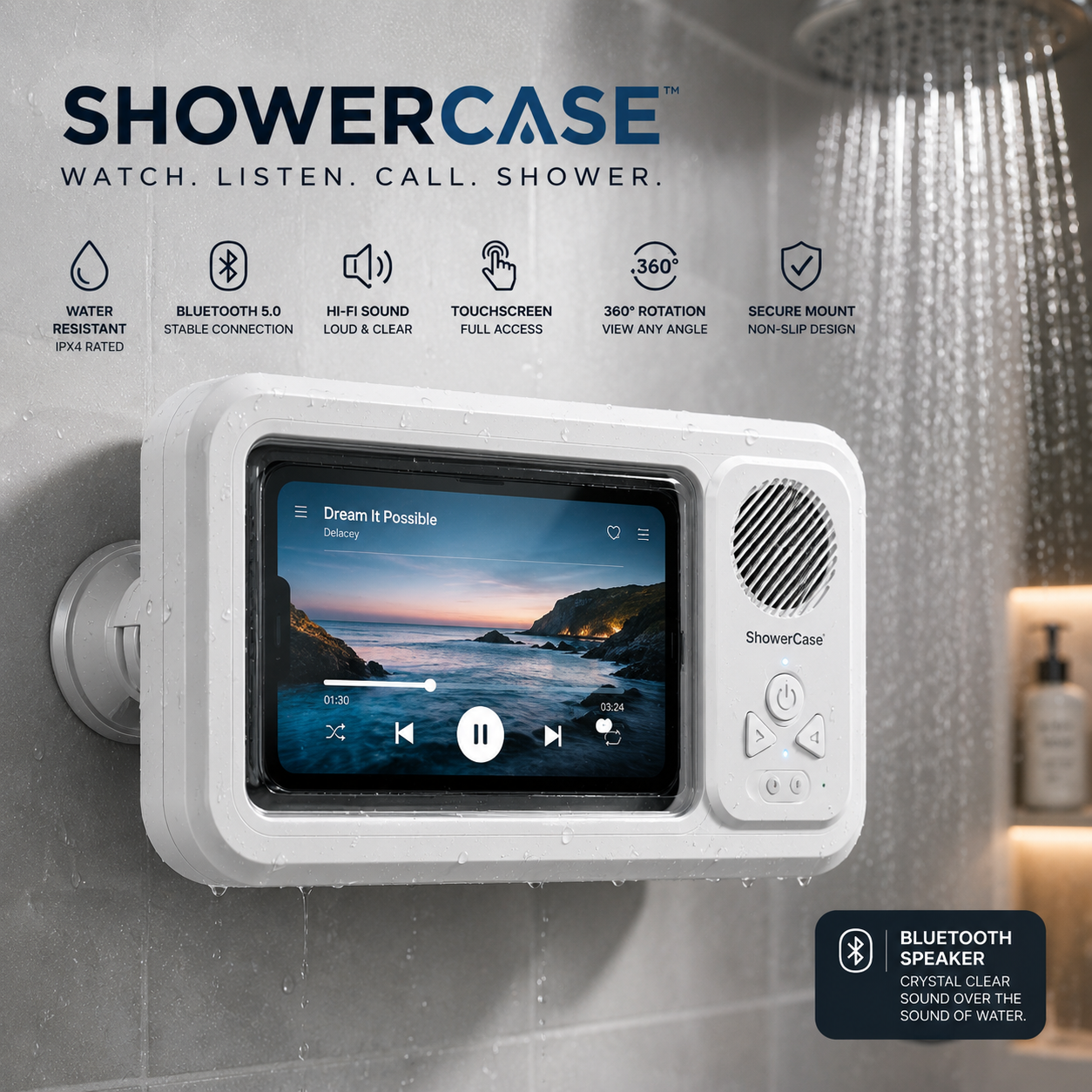 ShowerCase™ – Waterproof Bluetooth Shower Phone Case