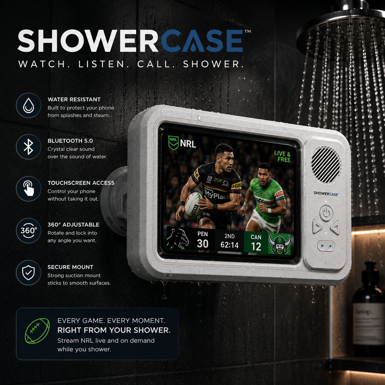 ShowerCase™ – Waterproof Bluetooth Shower Phone Case